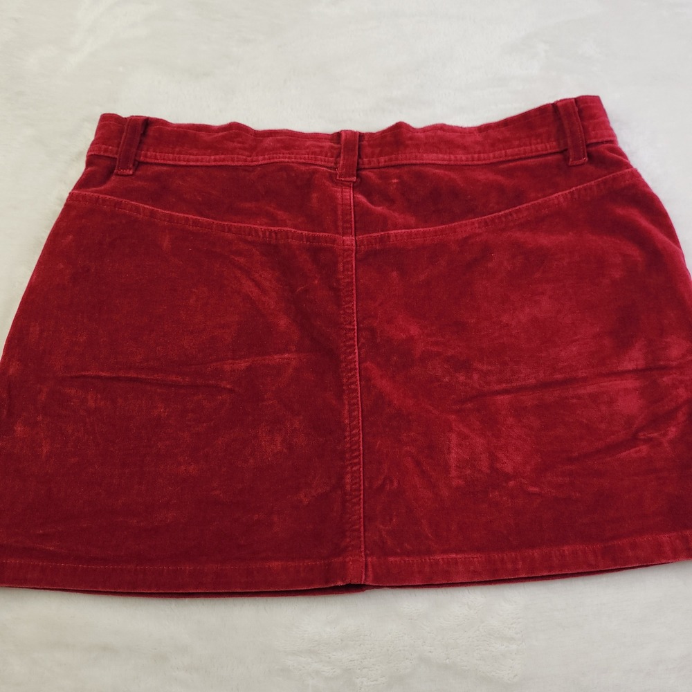 Vintage 90s Guess Velour Micro Mini Skirt Womens 27 Red Cargo Utility Whimsigoth - Picture 8 of 13